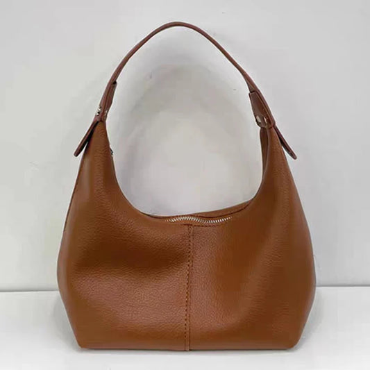 Women Fashion Tote Handbag PU Leather Simple Shoulder Purse Solid Color Soft Hobo Bags Girls Outdoor Daily Bag