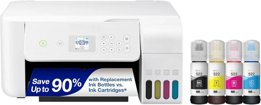 Wireless Color All-in-One Cartridge-Free Supertank Printer with Scan and Copy – The Ideal Basic Home Printer - White, Medium