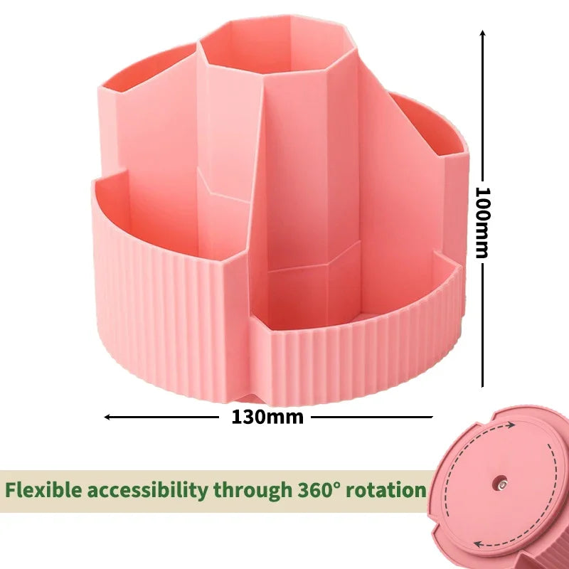5 Slots Stationery Storage Box 360 Degree Rotating Cute Pencil Cup Pot Desktop Stationery Organizer for Home Office School