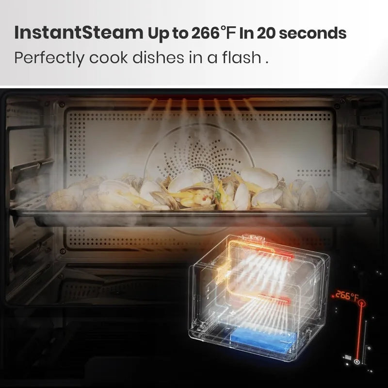 7-in-1 Steam Convection Oven Countertop with Air Fry, Bake, Sous Vide, Ferment, Built-in Recipes | Anti-Scalding | 1500W (Black)