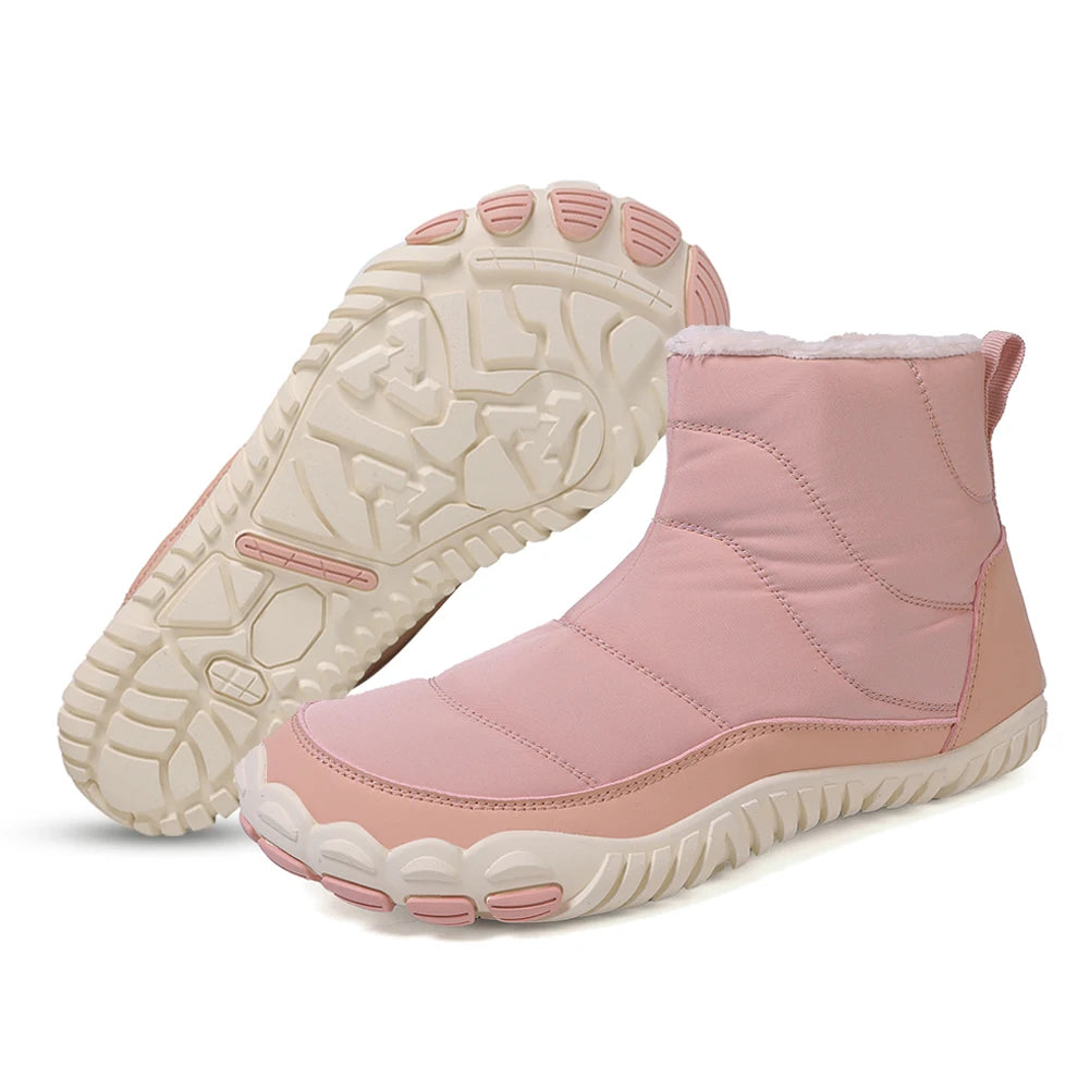 Winter Snow Boots Lightweight Barefoot Shoes Non-Slip Trail Running Shoes Zip Closure Fashion Warm Lined Booties for Men Women