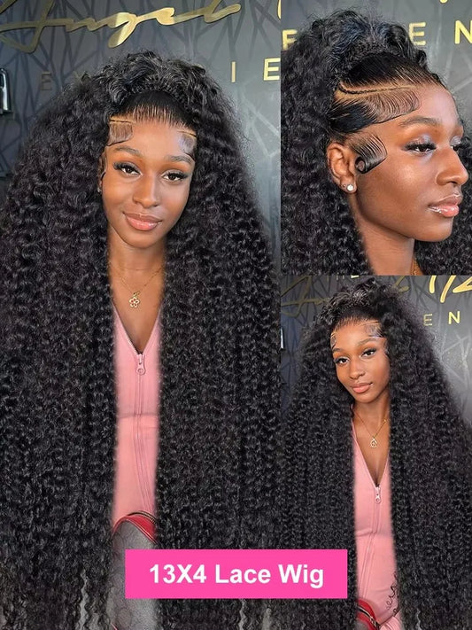 Deep Wave 13x6 Lace Front Human Hair Wigs Brazilian 30 40 Inches Curly Water Wave HD 13x4 200 Density Lace Frontal Wig