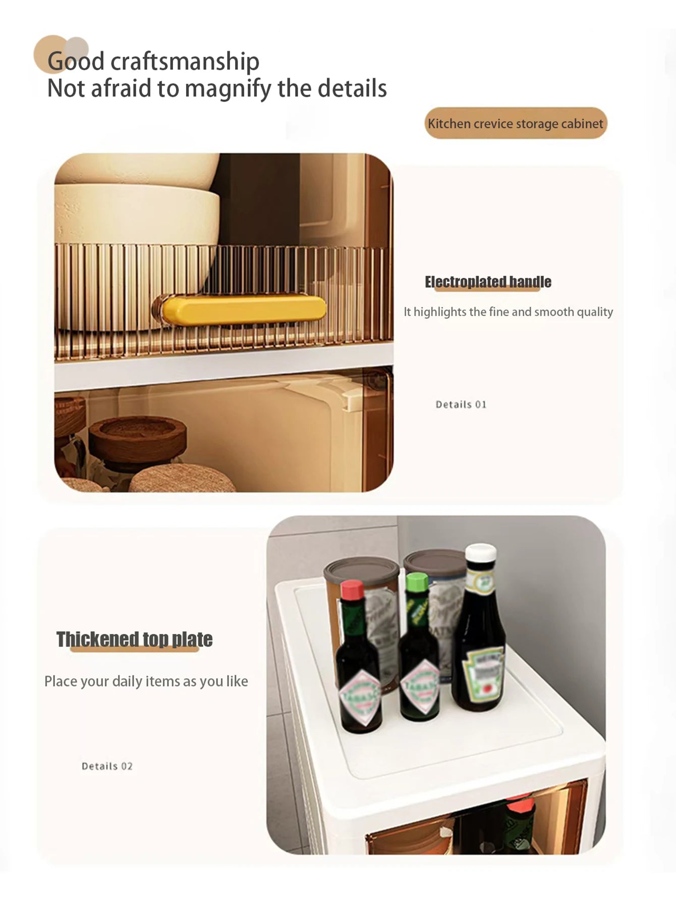 3 Layers Kitchen bathroom gap storage cabinet portable design suitable for narrow spaces modern decoration bathroom accessories