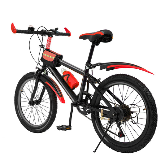 20" Mountain Bike 7 Speeds Kids Bicycle Dual-Disc Brakes Unisex Children's Bicycle Height Adjustable MTB Boys Girls Riding Bike