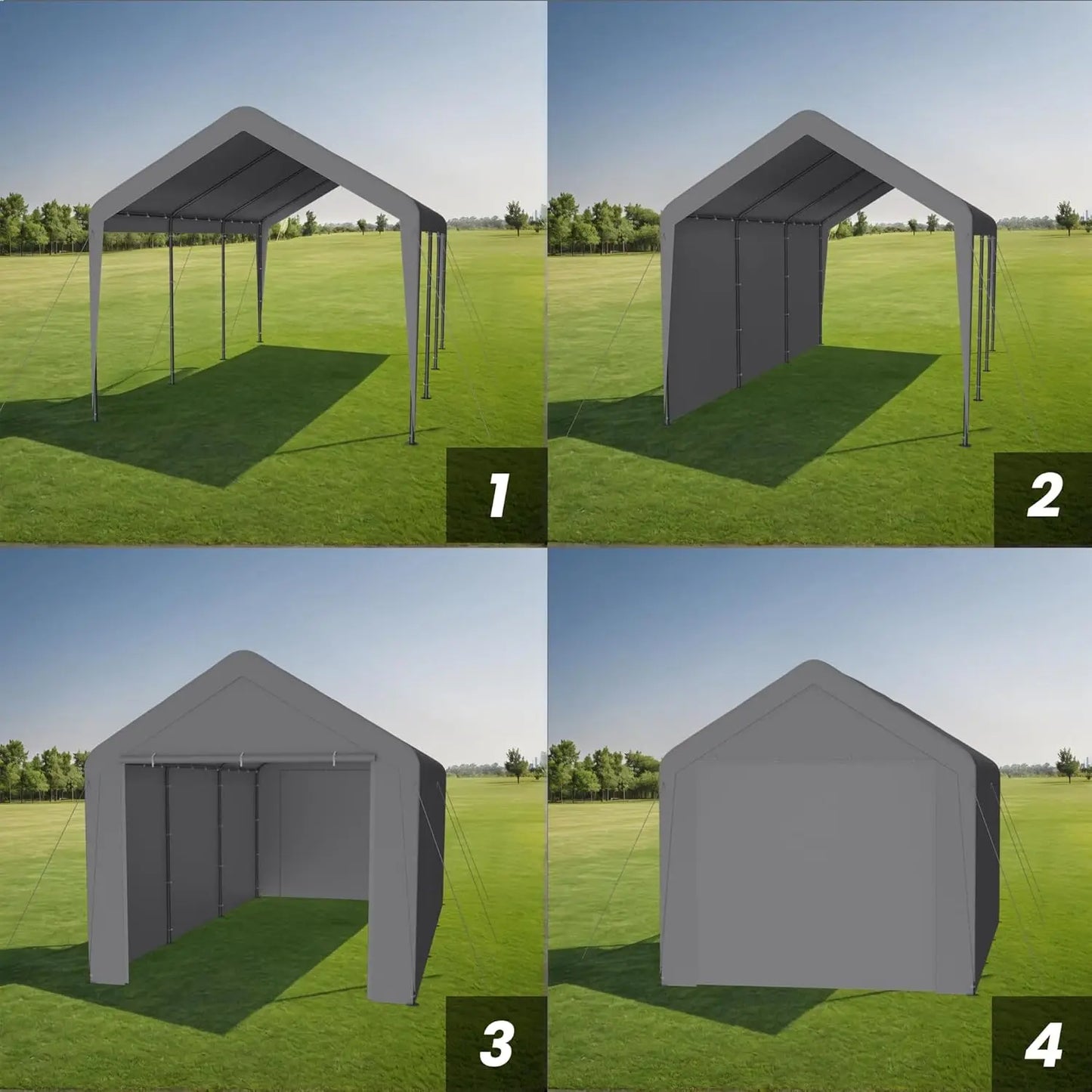 10x20 Heavy Duty Portable Garage w/Removable Sidewalls & Roll-Up Door Car Canopy Party Tents Waterproof UV Resistant