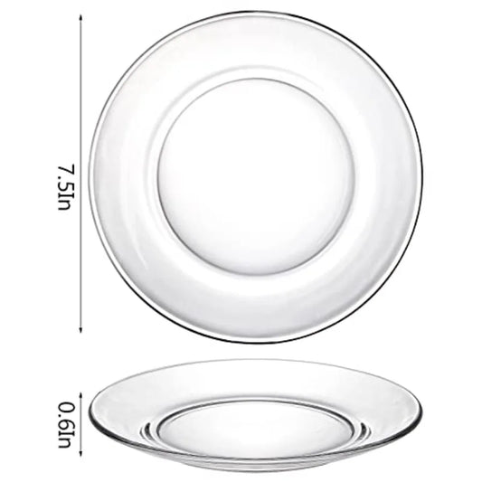 8 Pack Clear Glass Dessert Plates 7.5 for Serving Salad Appetizers Snacks and Fruit Ideal for Dinner Parties and Everyday Use D
