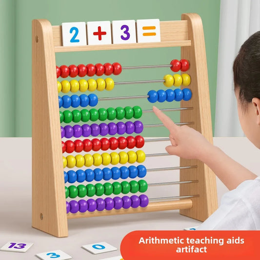Wooden Counting Toy Abacus Montessori Education Math Toy Children Rainbow Counting Beads Addition Subtraction Operation Learning