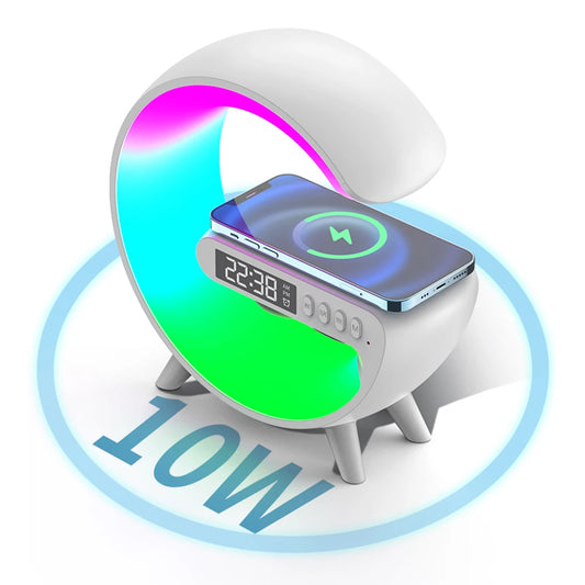 Wireless Speaker Charger Table Lamp with Alarm Clock Charging Function Bedside Lamp Atmosphere Lamp for Living Room Bedroom