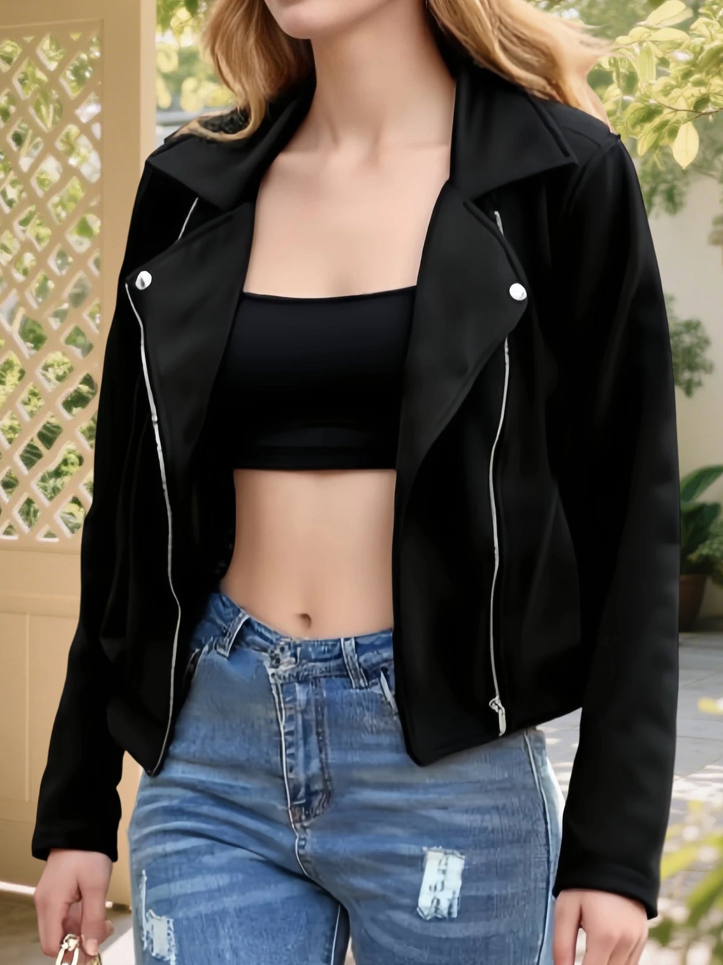 Women s Fall Plus Size Coat Lapel Long Sleeve Printed Zip Up Embellished Jacket with Pockets