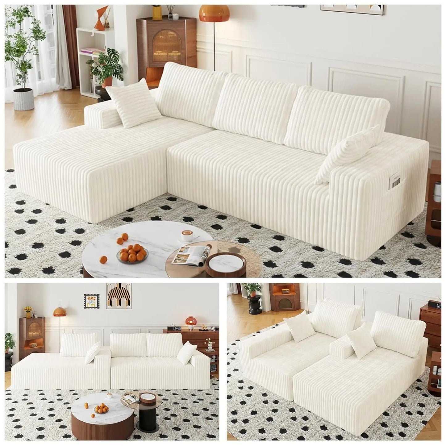 108" Cloud Sectional Couch with L-Shape Chaise,4 Seat Modern Modular Sofa with Deep Seat,Upholstered Couches for, Customized