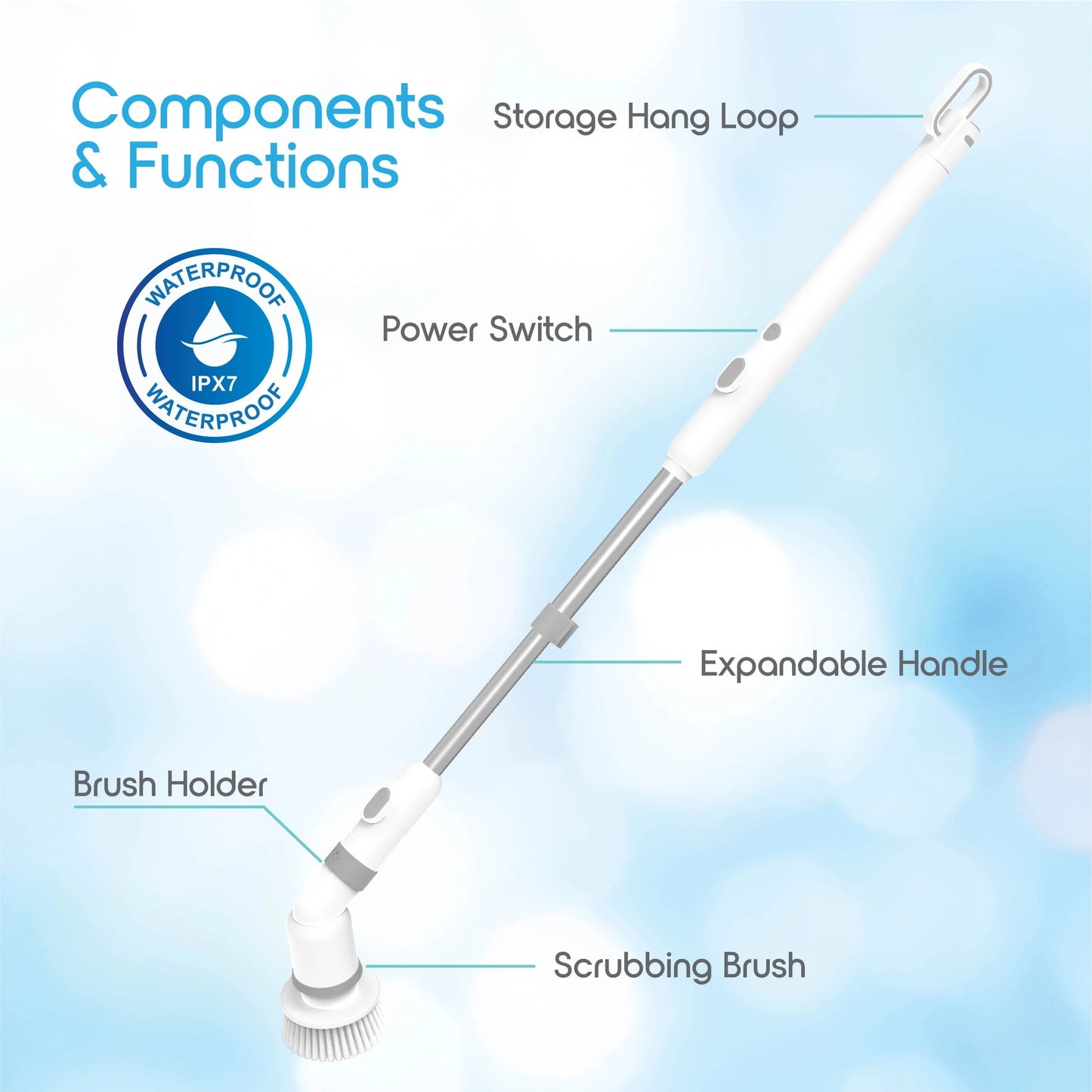 Electric Cleaning Brush 9 in 1 Multifunctional Cordless Handheld Shower Scrubber Spin Cleaner Tools for Bathroom Kitchen Cleaner