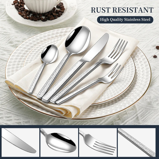 30Pcs Fashion New Cutlery Set 18/10 Stainless Steel Gift Flatware 410 Steel Knife Fork Spoon Dinnerware for 6 Drop Shipping