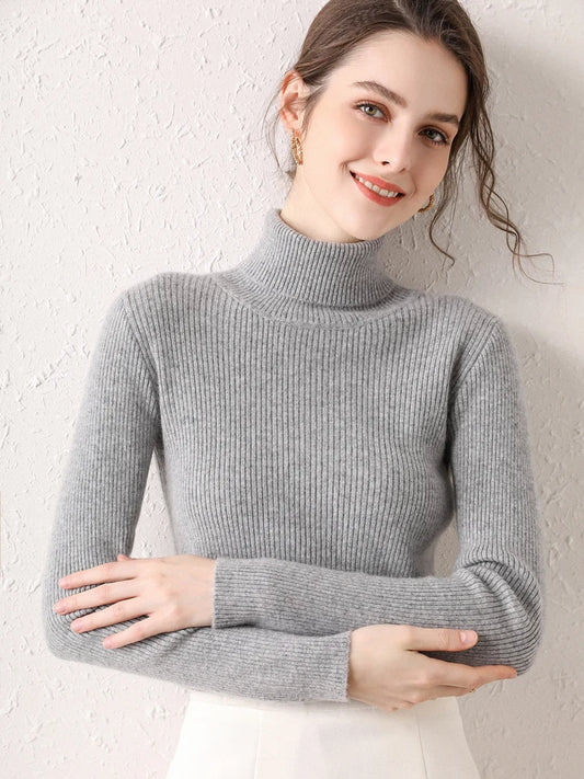 Sweater Women New Arrival 2025 Autumn Winter Turtleneck Sweaters Korean Style Simple Base Layer Pullover Thick Solid Slim Tops