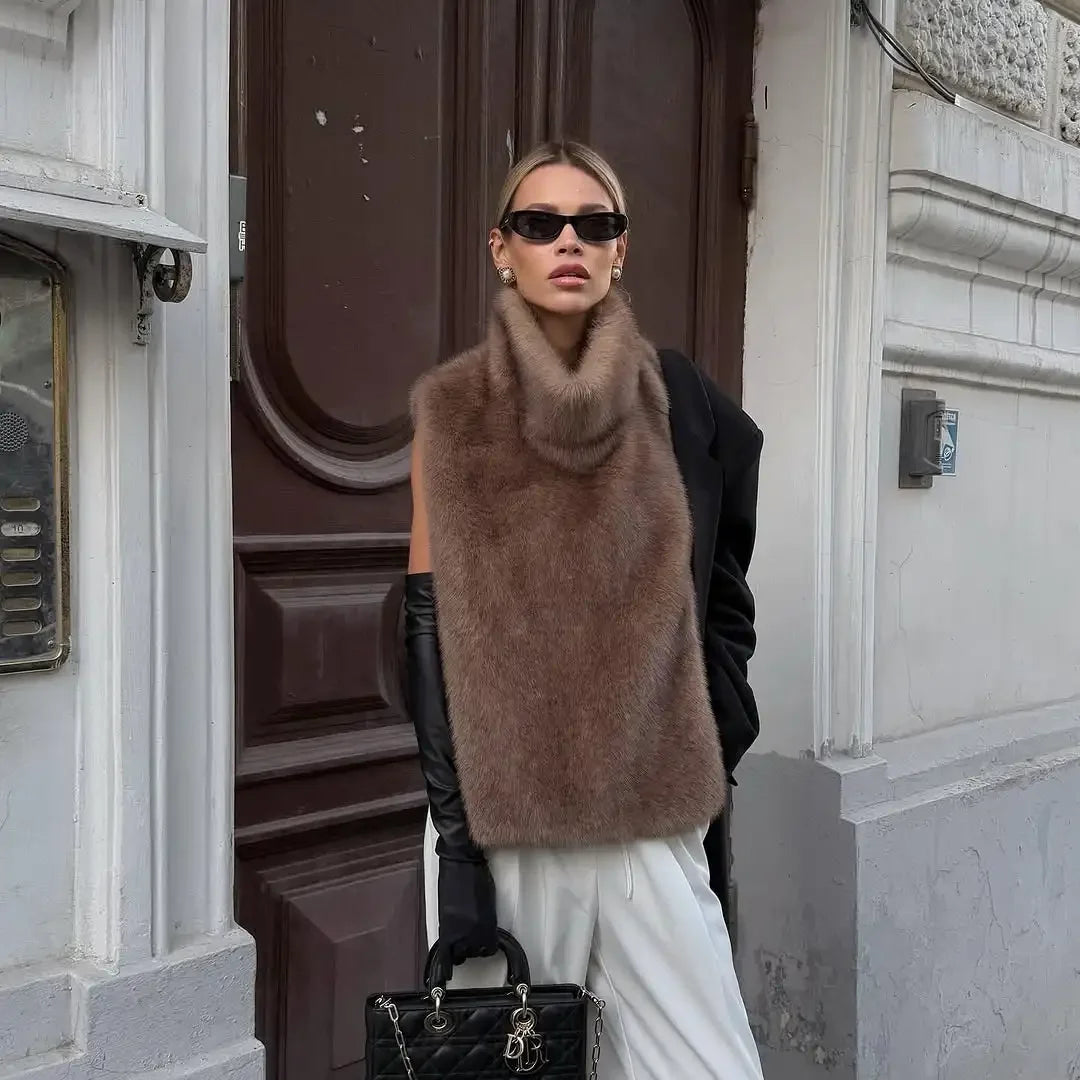 Winter Lady Luxurious Lapel Faux Fur Coats Fashion High Street Long Sleeve Oversize Cardigan Jacket Thick Warm Female Outerwear