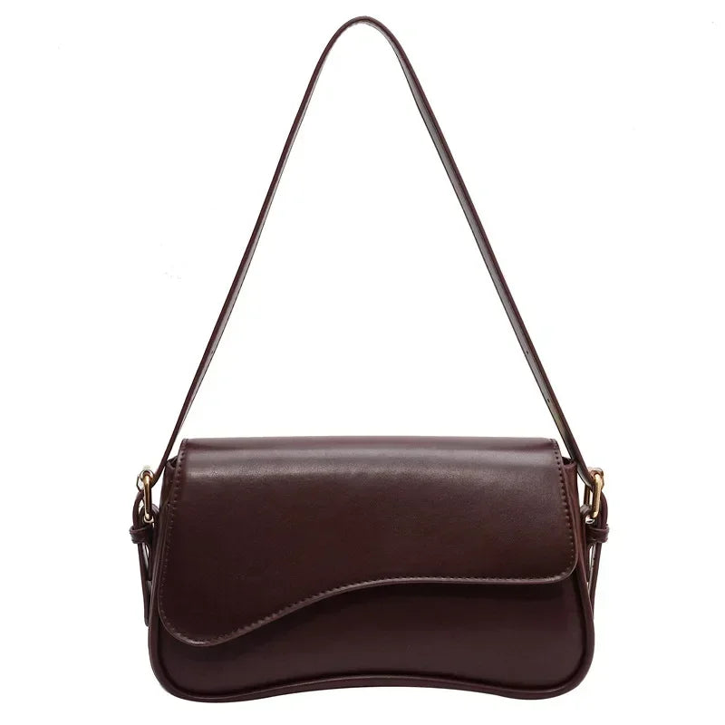 Vintage Leather Crossbody Bags for Women 2024 Designer Female Small Flap Shoulder Underarm Bag Armpit Handbags and Purses