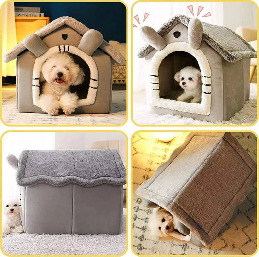 Indoor Warm Dog House Soft Pet Bed Tent House Dog Kennel Cat Bed Removable and Washable Cushion Suitable Four Season Universal