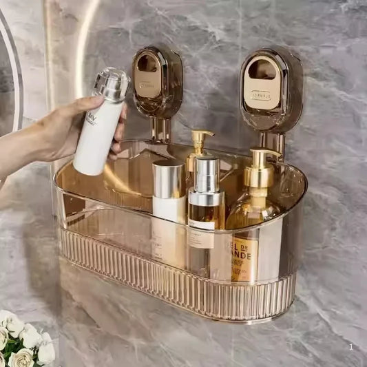 Acrylic Bathroom Shower Shelf Organizer with Suction Cup,Transparent Storage Rack for Skin Care Products, Bathroom Supplies Rack