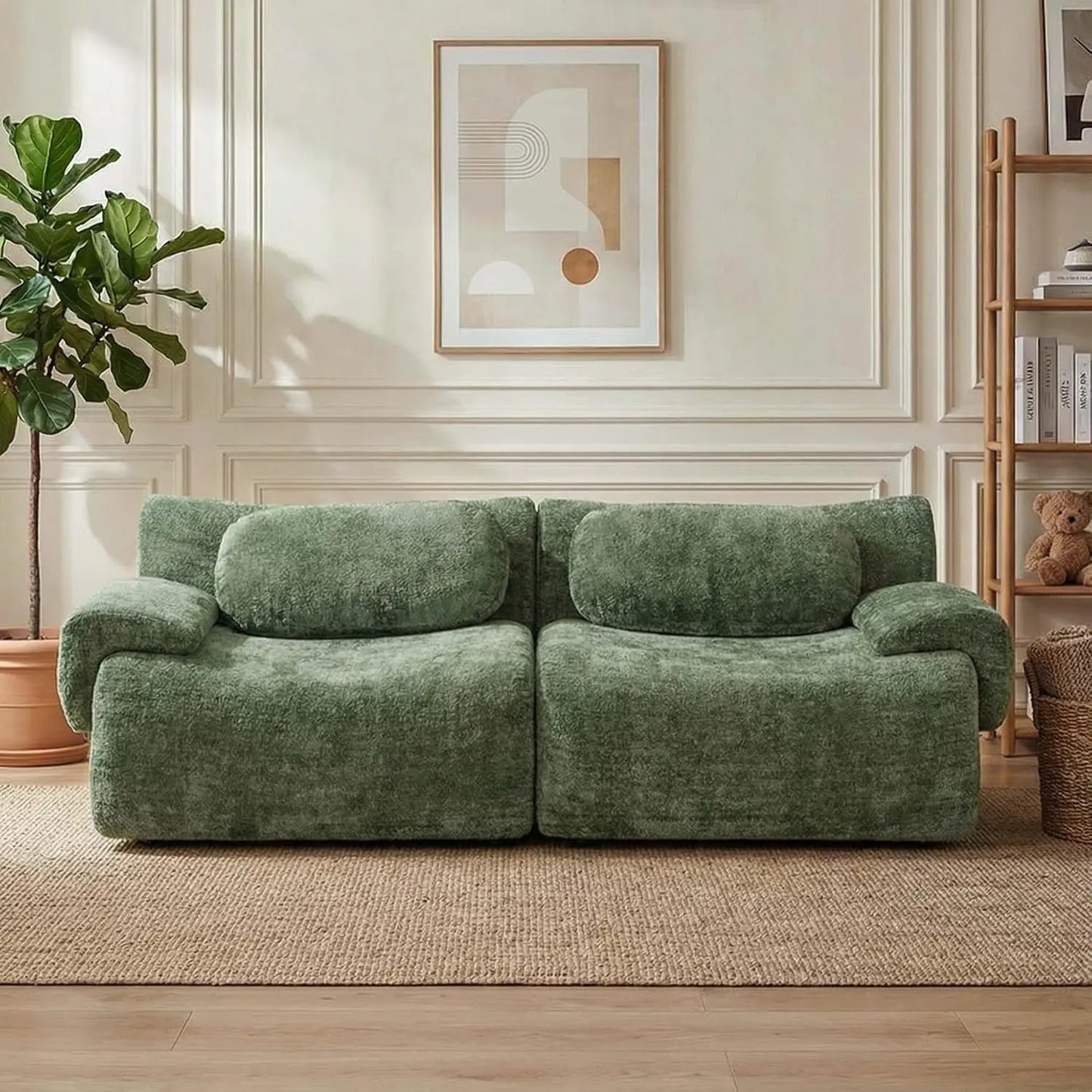 72" Loveseat Cloud Couch Sofa, Modular Boneless Sectional with Memory Foam, 2 Seater Chenille Sofas No Assembly,, Customized