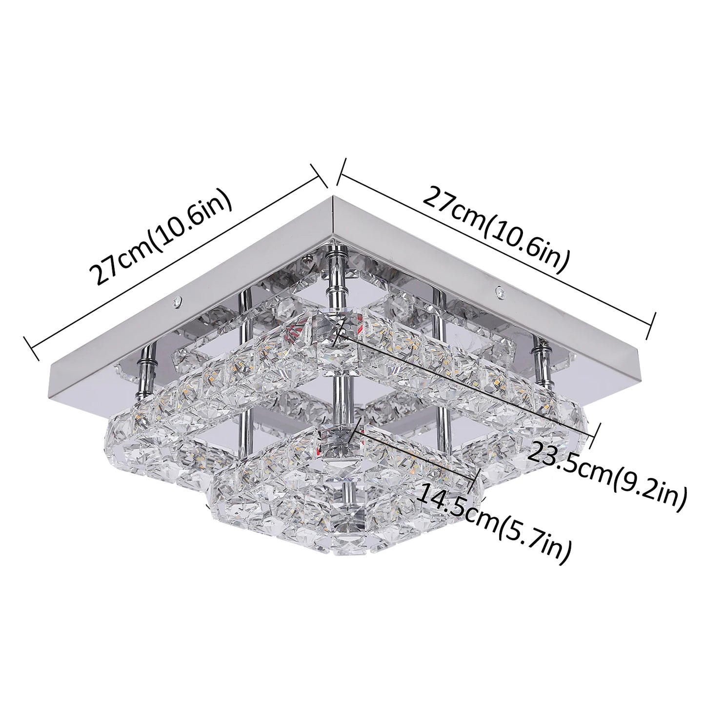 Crystal Flush Mount Ceiling Light Fixtures LED Round Square Chandelier Light Fixture Ceiling Lamp for Kitchen Hallway Foyer