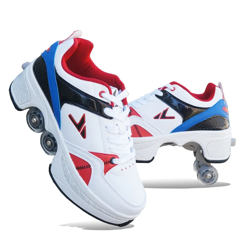 Casual Deformation Parkour Sneakers Skates Kids Four-Wheel Roller Skate Shoes Adult Christmas gift Sport Roller Skate Shoes