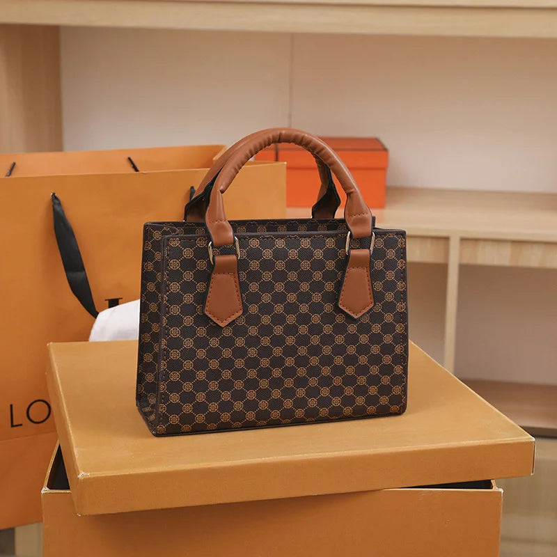 Fashion Square Small Top-handle Bags Casual Tote Pu Leather Plaid Crossbody Shoulder Bag Women Handbags For Daily Used And Gift