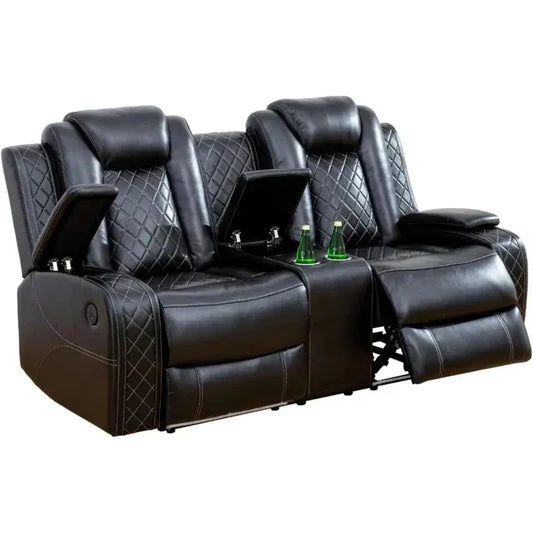 RPD4-Recliner sofa.Black Power Recliner Sofa Set for Living Room
