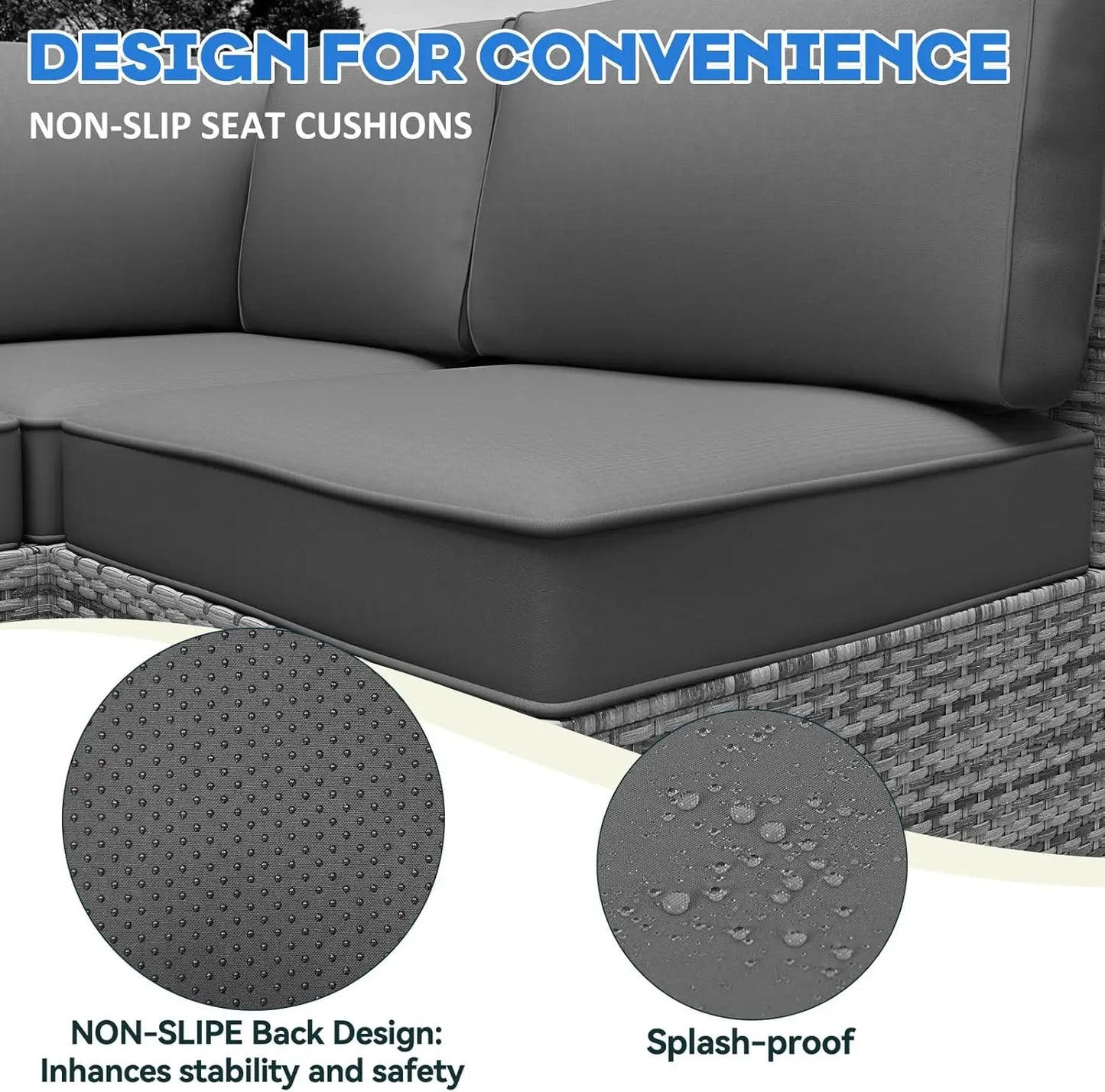 Outdoor Replacement Cushions for Patio Furniture,Water-Resistant Sofa Cushion for Rattan Wicker Sectional Patio Conversation