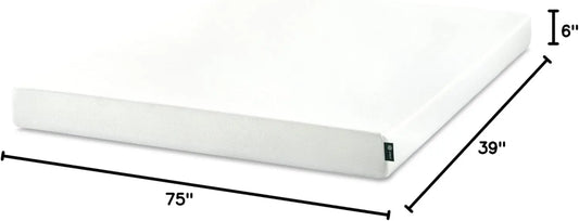 6 Inch Twin Green Tea Memory Foam Mattress, Fiberglass Free, Medium Firm with Zoned Pressure Relief for Comfortable Sleep