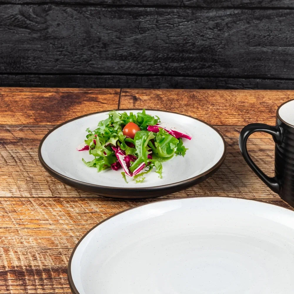 Ceramic Salad Plate Rustic Round Dinnerware Dishwasher Microwave Safe Serving Plate Perfect Appetizers Side Dishes Kitchen Table