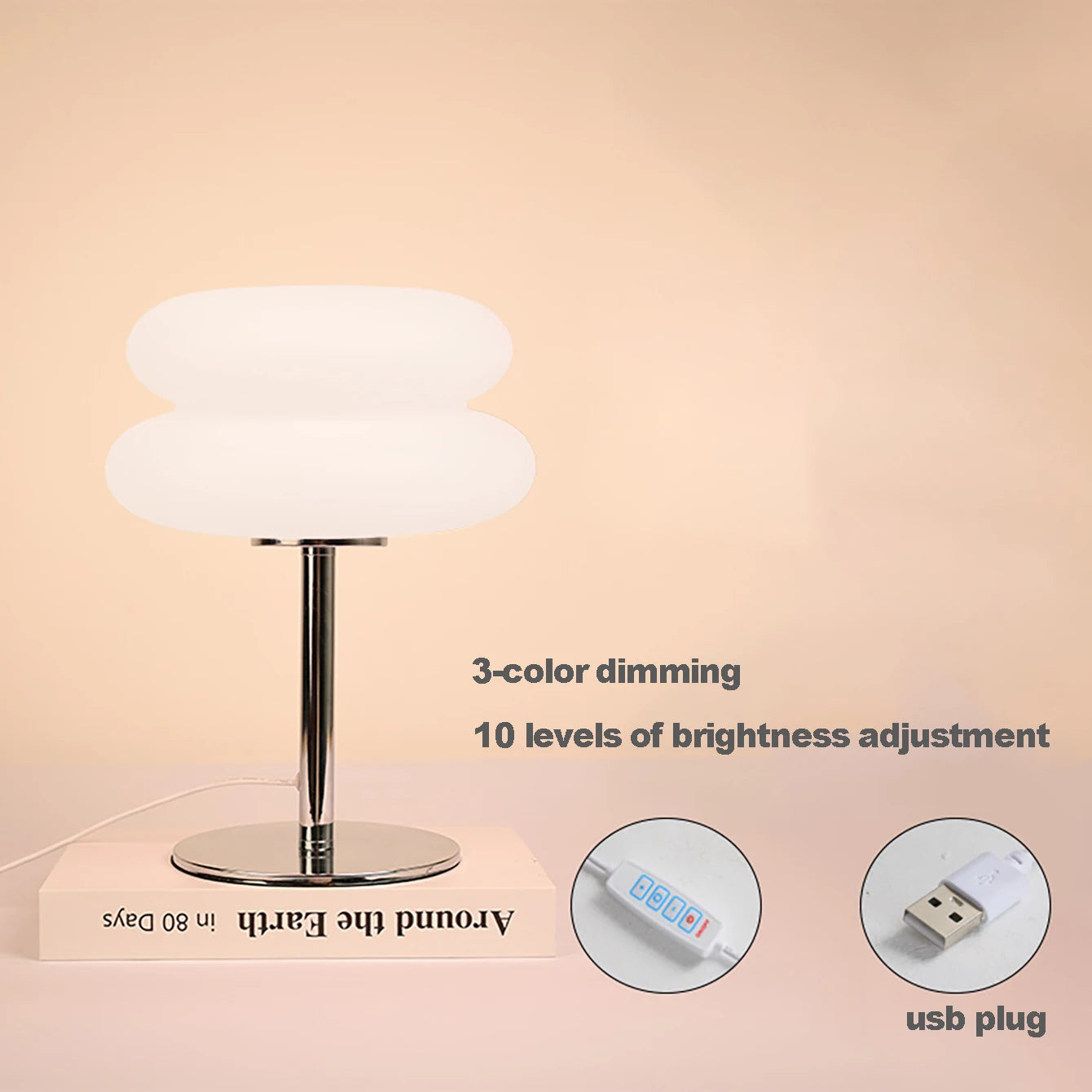Table lamp bedroom room lamps USB Plug LED mushroom table lamp Living room dining room ambient lighting(Not glass)