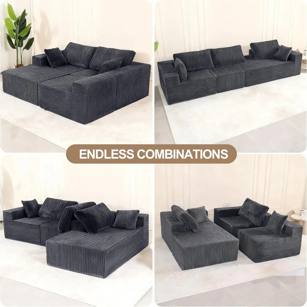 Cloud Couch Sectional Sofa, No Assembly, Removable Washable Covers, Grey - Ultimate Comfort for Living Room