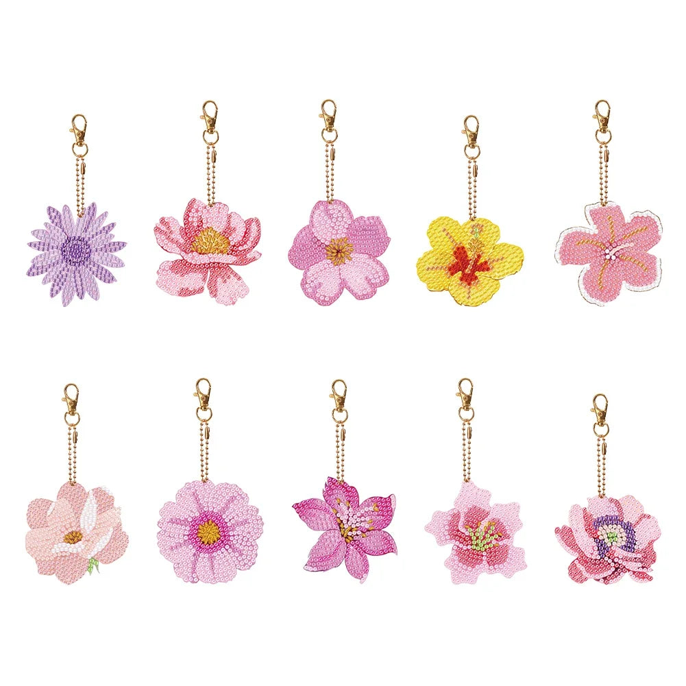 5/6PCS Diamond Painting Art Keychains Full Drill Keyring Butterfly Owl Double Sided Pendant Rhinestone Painting Pendant Ornament