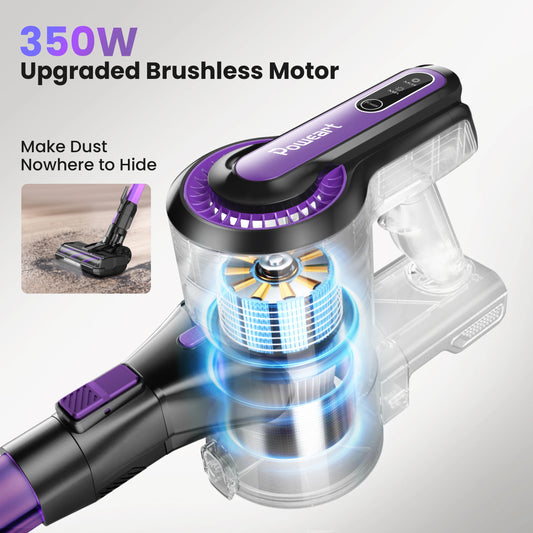 Poweart V870 Cordless Stick Vacuum Cleaner, 30Kpa Powerful Suction 8 in 1 Self-Standing Handhel Vacuum, Blue, Purple