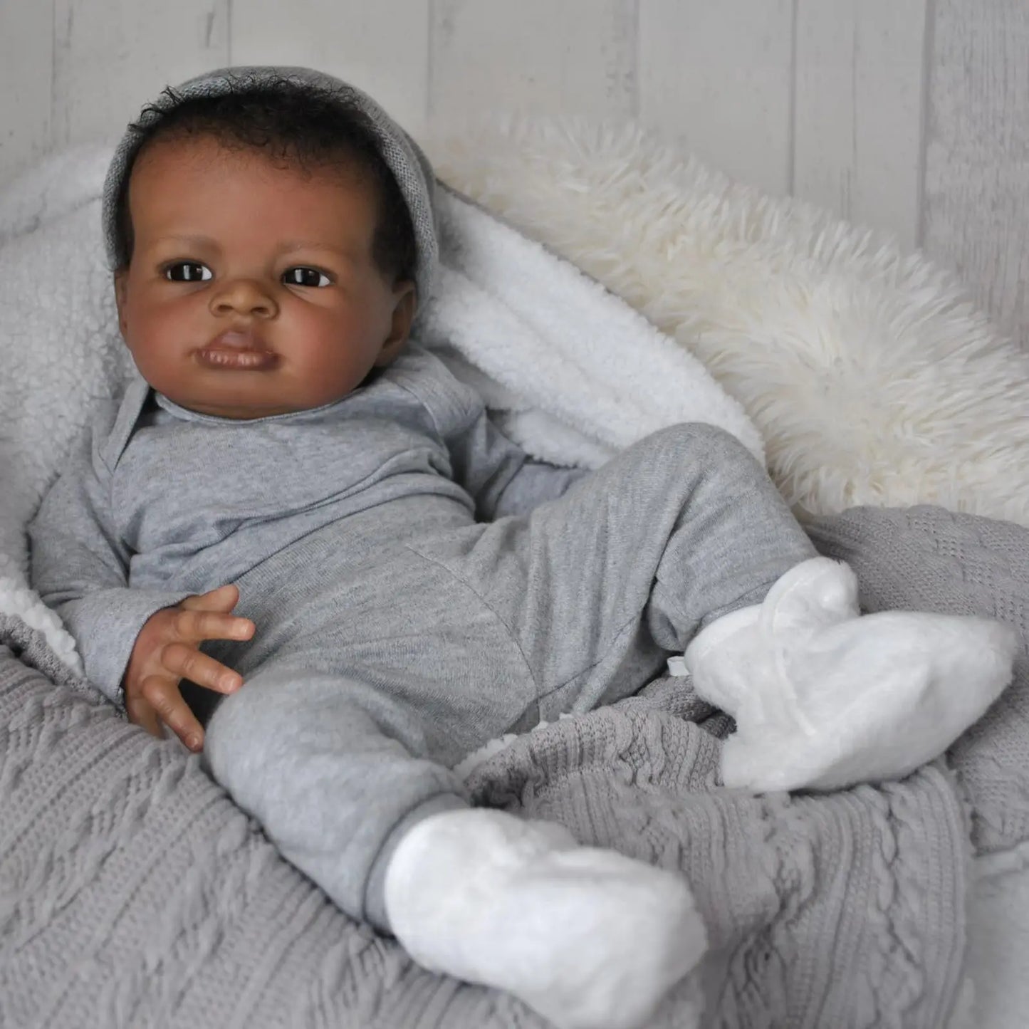 Risbecko 20 Inch Lifelike Black Reborn Baby Doll - African American Soft Cloth Body Doll - Birthday Gift/Christmas Gift