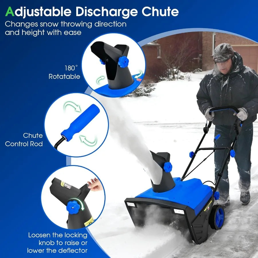 20 Electric Snow Blower 15-AMP Corded Snowblower with LED Headlights 180 Rotating Chute 30FT Throwing Distance 10 Depth Clearin