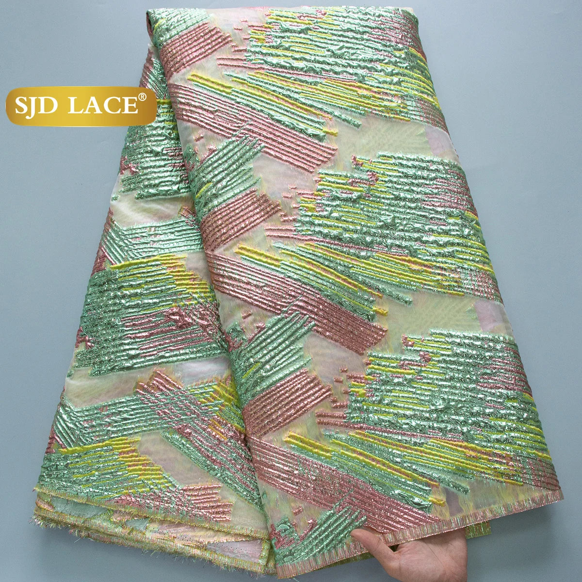 SJD LACA African Brocade Lace Fabrics 2025 High Quality Tulle Damask Nigerian Jacquard French Lace For Sewing Women Dresses 3830