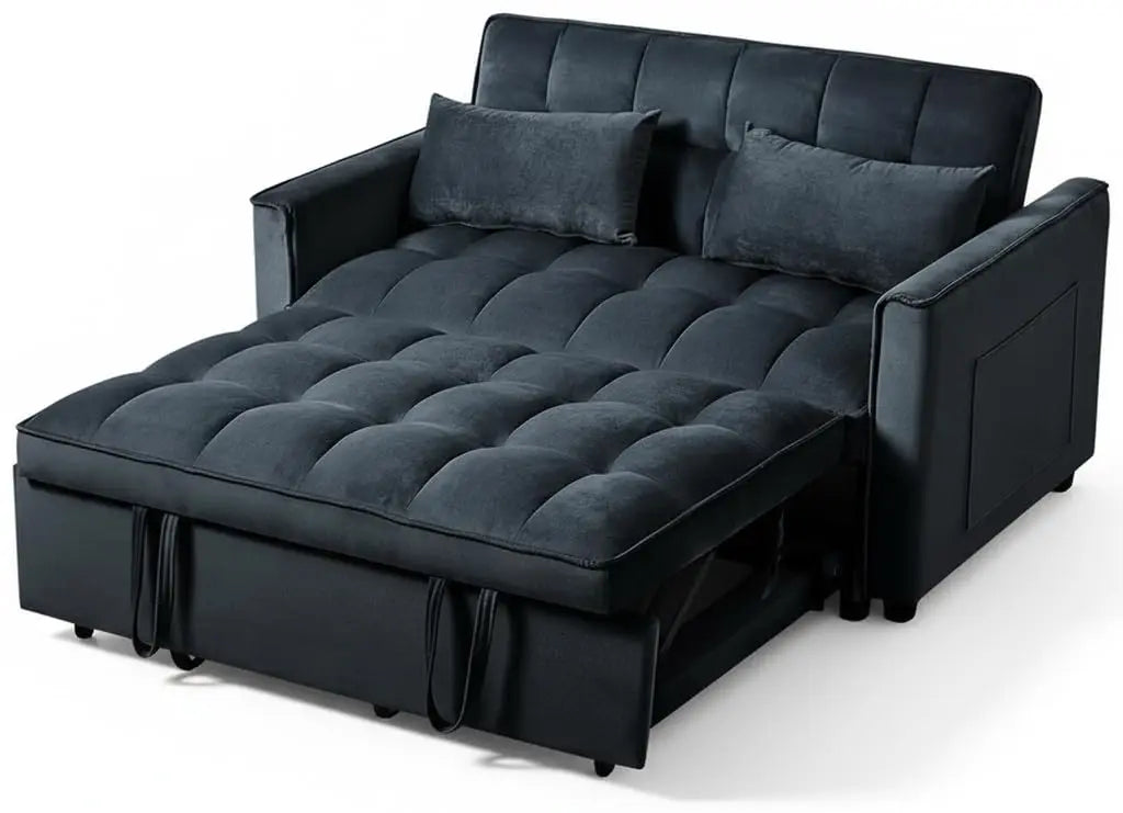 3 in 1 Convertible Sleeper Sofa Bed, Futon Couches for Living Room with Side Pocket | Adjustable Backrest| Velvet, Customized