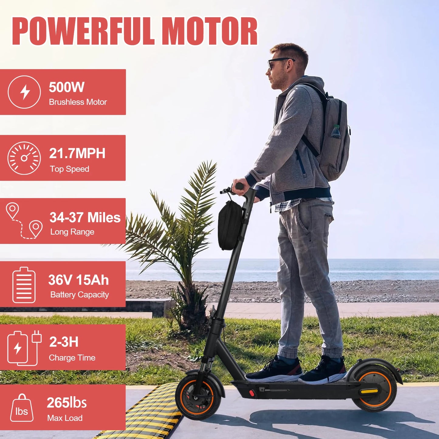 HEZZO 500W Electric Scooter G30 Dual Motor Top Speed 35KM/H 36V15Ah,10 Inch Sport Folding eScooter