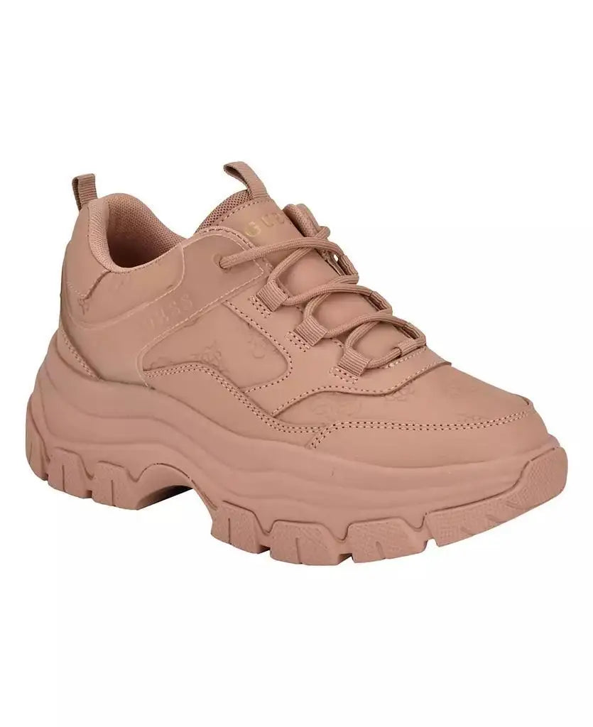 GUESS | Women's Bisun Lugged Rubber Sole Lace Up Platform Sneakers
