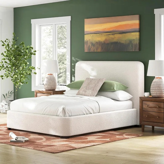 Signature Design by Ashley Brandinlane Casual Queen Upholstered Panel Bed, Foundation or Box Spring Needed, Beige