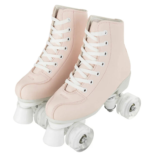 2025 Flashing Roller Skates PU Leather Roller Skates Double Row Quad Skate Shoes Adult Outdoor Indoor Skating Training Sneakers