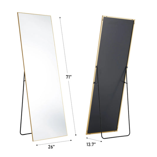 JHK 71"x26" Full Body Wall Mirror Standing Hanging or Leaning Wall-Mounted Mirrors with Stand Aluminum Alloy Frame Living Room