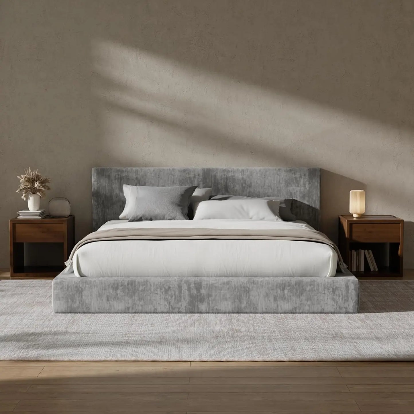 Cloud Upholstered Bed Frame with Headboard, 5 Inch Foam Padded Platform, No Box Spring, Easy Assembly , Customized