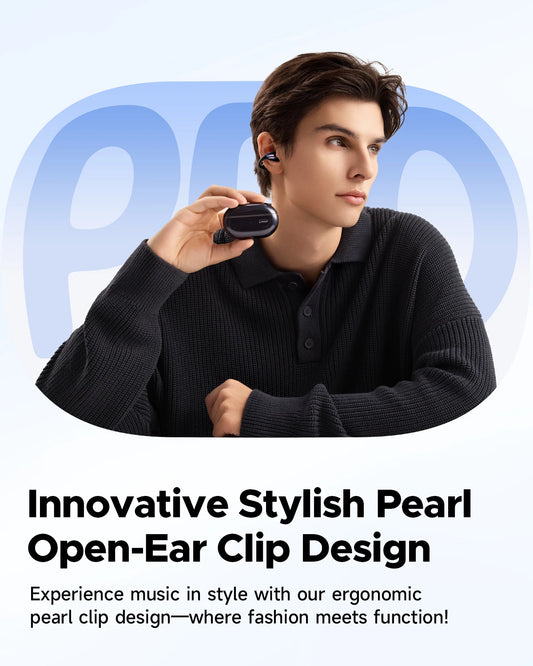 SoundPEATS PearlClip Pro Bluetooth 5.4 Opean-Ear Earbuds Wireless Earphones Multipoint Connection Clip on Headphones with Mic