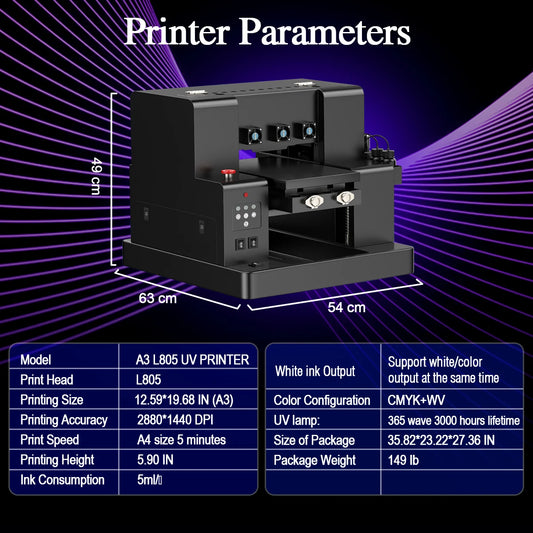 A3 UV DTF Printer For Epson L805 UV DTF Flatbed Printer Machine A4 UV Sticker Printer For Bottle Wood Metal A4 UV Printer