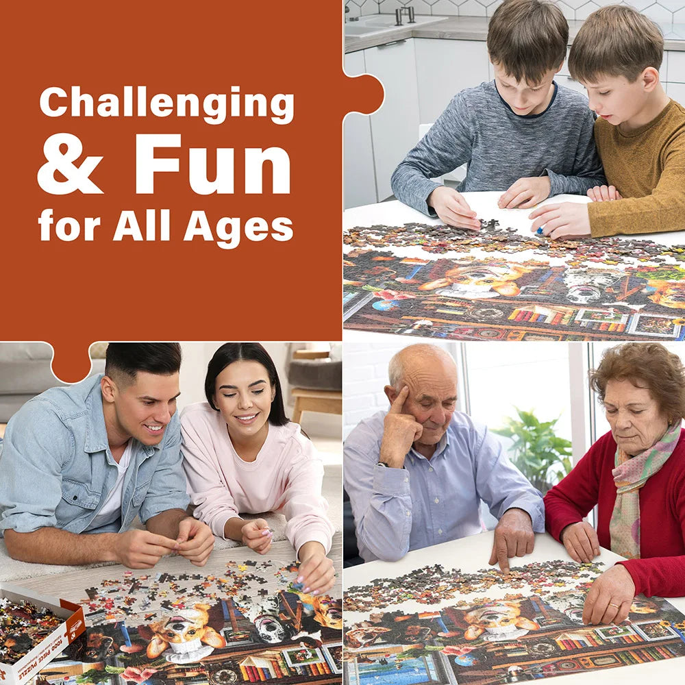 1000 Pieces Jigsaw Puzzles for Adults, Dog Puzzle w/ Letters on Back, Funny Animal Puzzle, Christmas Birthday Gifts, Home Decor