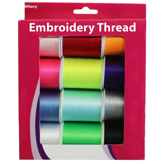 100 Polyester Embroidery Thread 300 Yd Spools 12 Colors Durable Machine Hand Sewing Floss