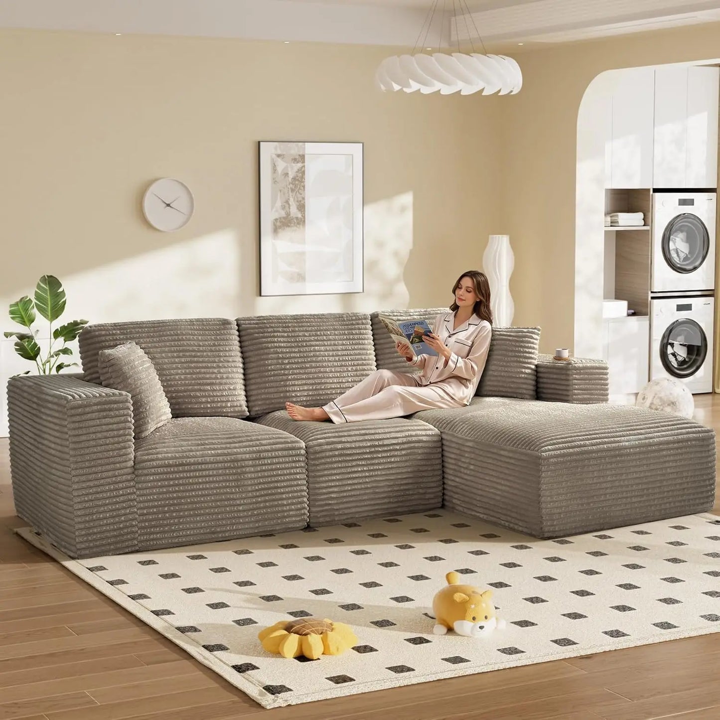 108" Comfy L Shaped Sectional Couches, Modular Sectional Sofa Boneless Cloud Couch for Living Room, Modern Deep Seat Cozy