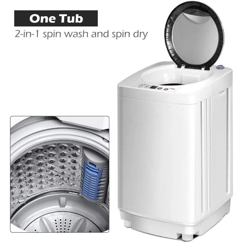 Giantex Portable Washing Machine, Full Automatic Washer and Dryer Combo, with Built-in Pump Drain 8 LBS for Apartment RV Dorm
