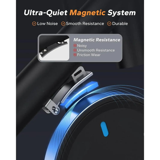 Exercise Bike, Brake Pad Stationary Bike with Exclusive App, Low Noise Indoor Cycling Bike with 300lbs Weight Capacity